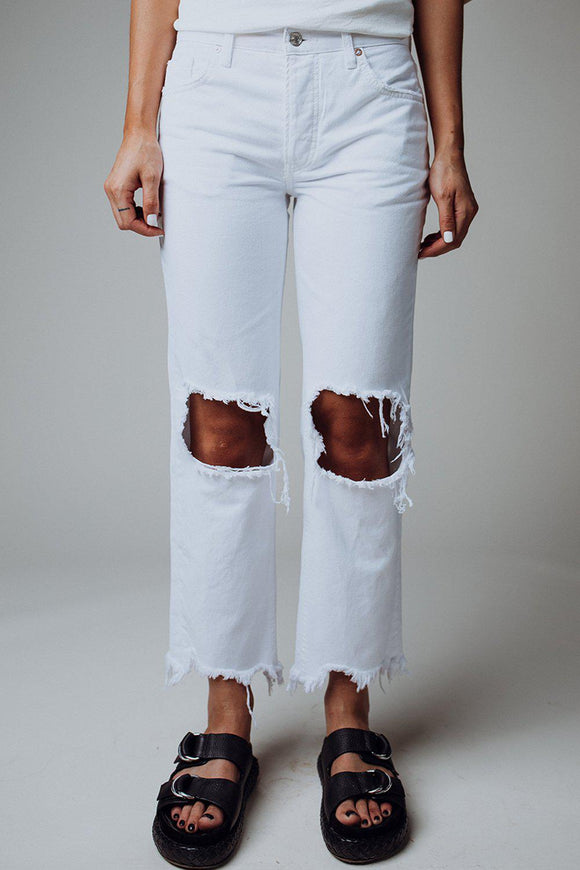 Free People Maggie Mid-Rise Straight Leg Jeans in Optic White | Free People Maggie Mid-Rise Straight Leg Jeans in Optic White | Clad & Cloth |  Bottom | Amazon | Instagram.